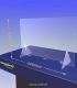 ÉCRAN DE PROTECTION PMMA  transparent – HYGIAPHONE Ep.4 mm contre les virus. 1000x650 mm et passe document de 574x30 mm.