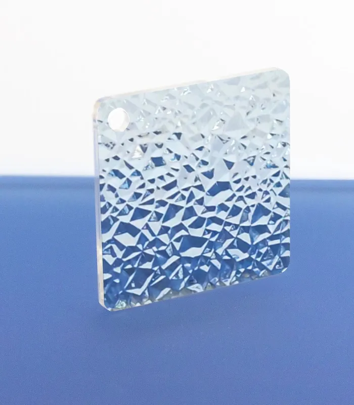 Plaque PMMA extrudé transparent cristaux de glace