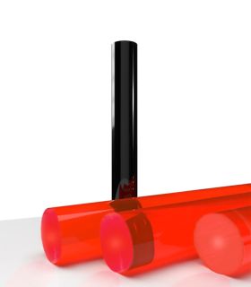 Bâton rond PMMA extrudé rouge fluo