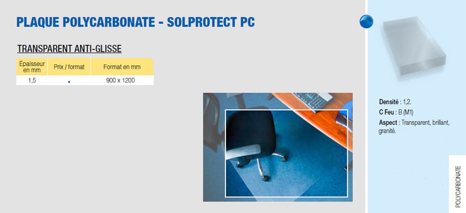 Plaque polycarbonate solprotect