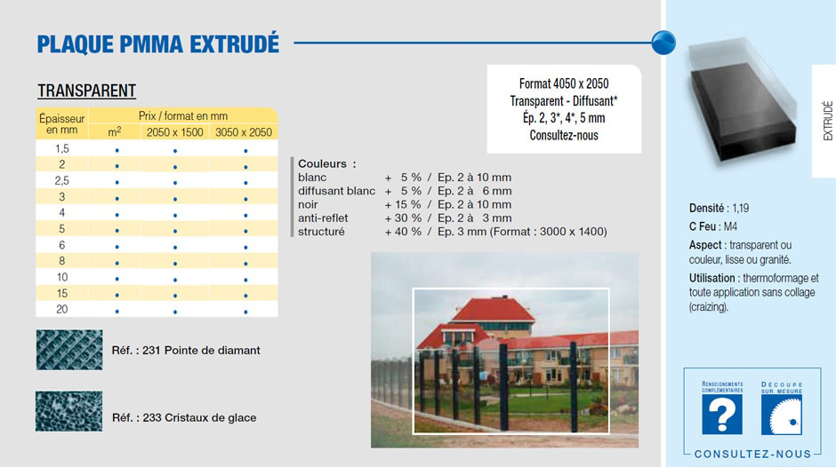 Plaque PMMA extrudé transparent